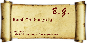 Berán Gergely névjegykártya